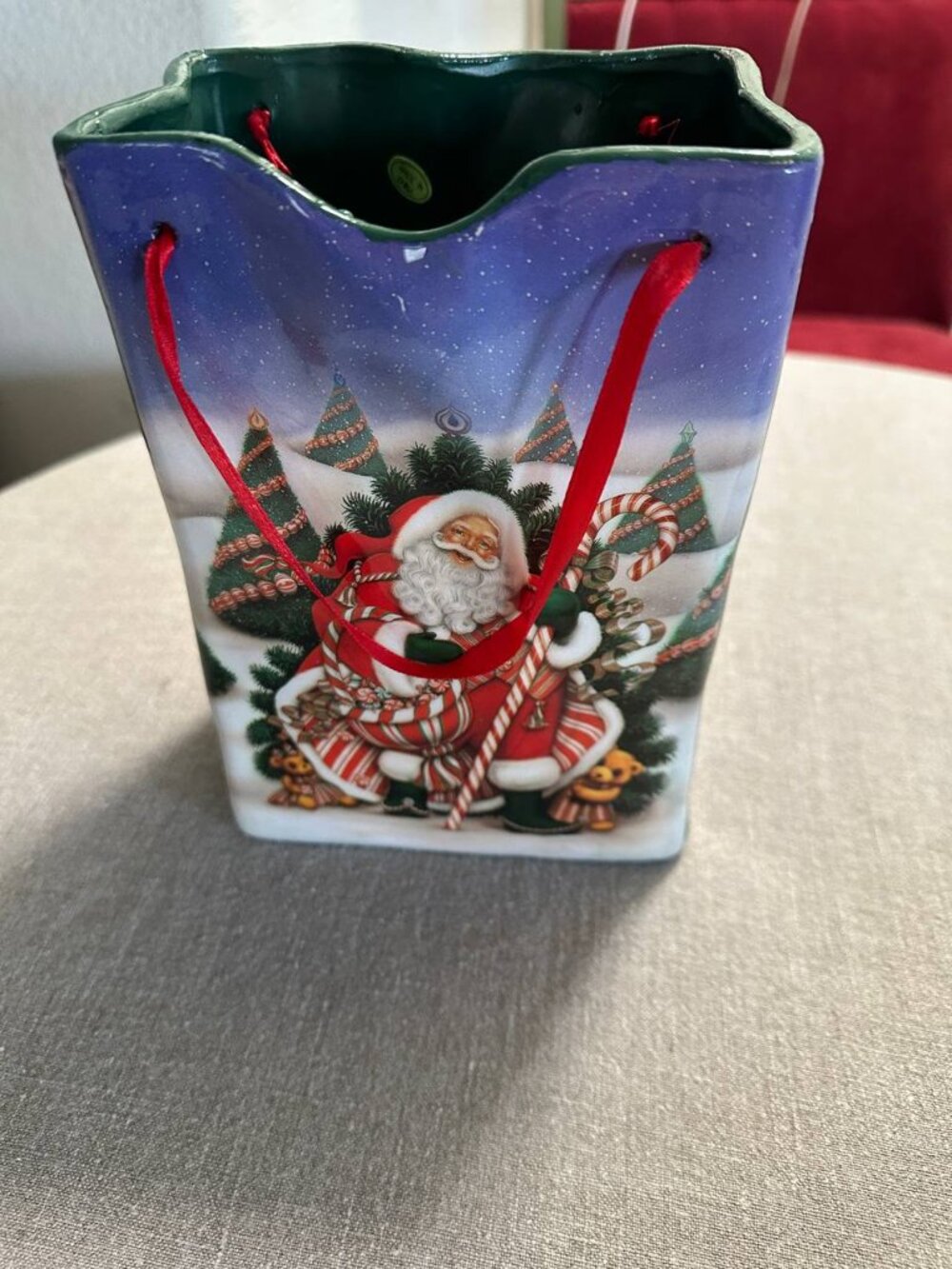 Vintage ceramic Christmas gift planter /vase/ gift box